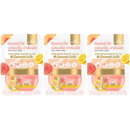 A Bonne' - Citrus Swirl Velvet Sugar Crush Coconut Oil Scrub 50g. (Pack of 3)