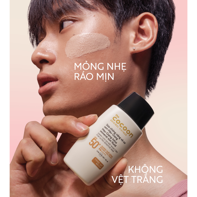 Cocoon Vietnam - Hau Giang Lotus Mineral Sun Fluid (Sữa Chống Nắng Vô Cơ Sen Hậu Giang) SPF 50+ PA++++ Tone-Up Beige 50ml.