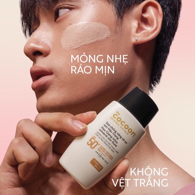 Cocoon Vietnam - Hau Giang Lotus Mineral Sun Fluid (Sữa Chống Nắng Vô Cơ Sen Hậu Giang) SPF 50+ PA++++ Tone-Up Beige 15ml.