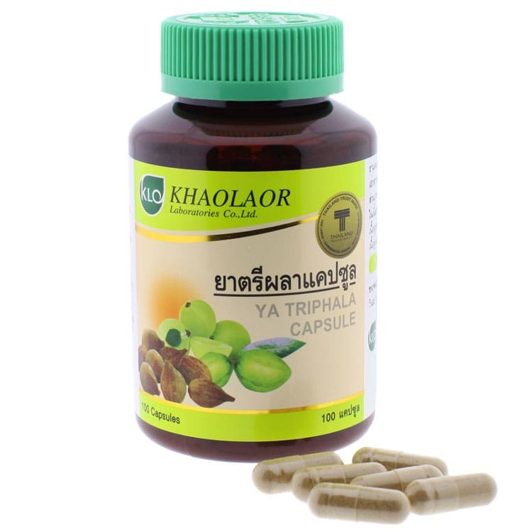 Khaolaor - Ya Triphala, Terminalia Bellirica (Garetn) Roxb, Terminalia Chebula Retz. var. Chebula., Phyllanthus Emblica L. (100 capsules)