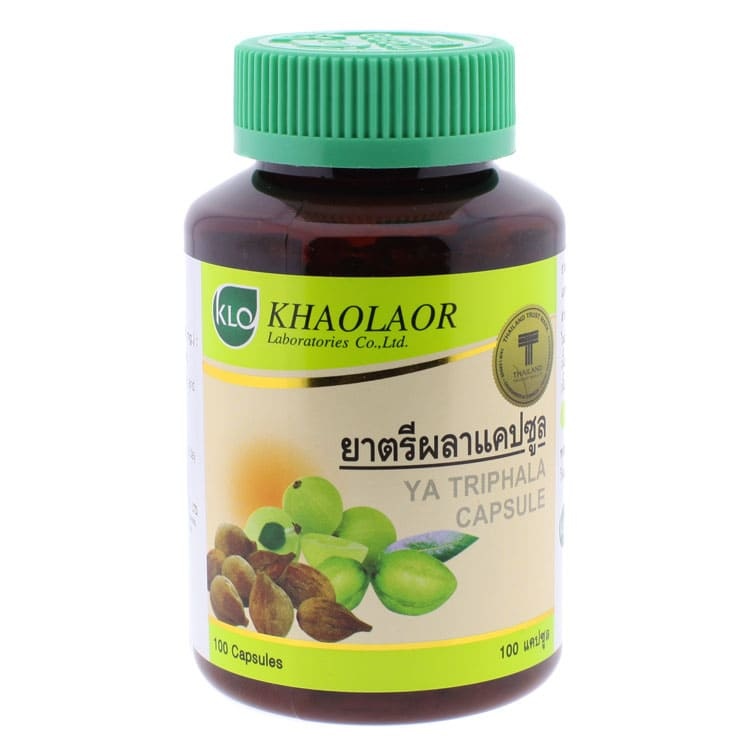 Khaolaor - Ya Triphala, Terminalia Bellirica (Garetn) Roxb, Terminalia Chebula Retz. var. Chebula., Phyllanthus Emblica L. (100 capsules)