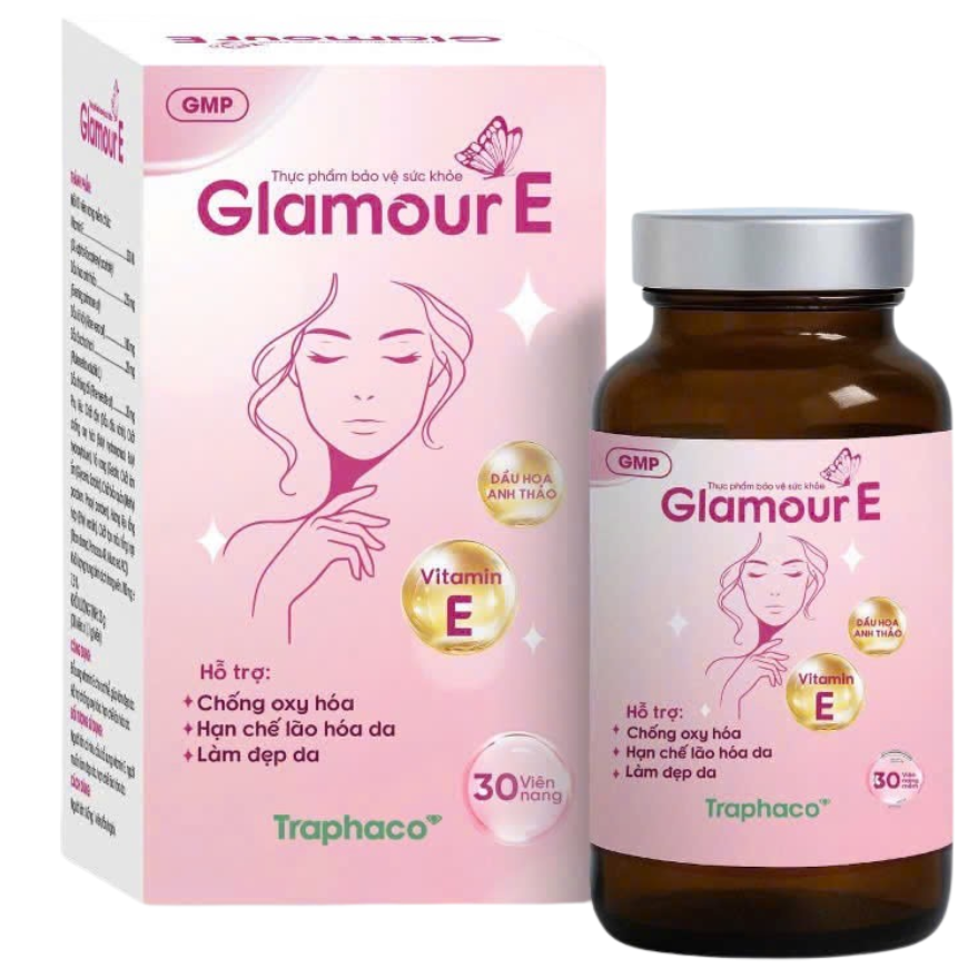 Traphaco - Glamour E - Vitamin E Supplement for Skin Beauty & Hormonal Balance Hỗ Trợ Nội Tiết Đẹp Da (30 Capsules)
