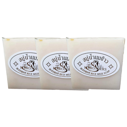 K. Brothers - Rice Milk Soap, Soft Facial Skin 60g. (Pack of 3)