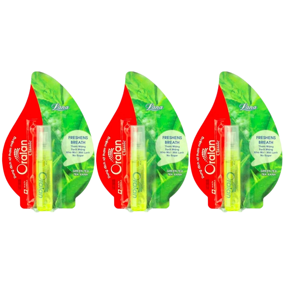 Lana - Oralan Classic Xịt Thơm Miệng No Sugar Tea Breath Spray 8ml. (Pack of 3)