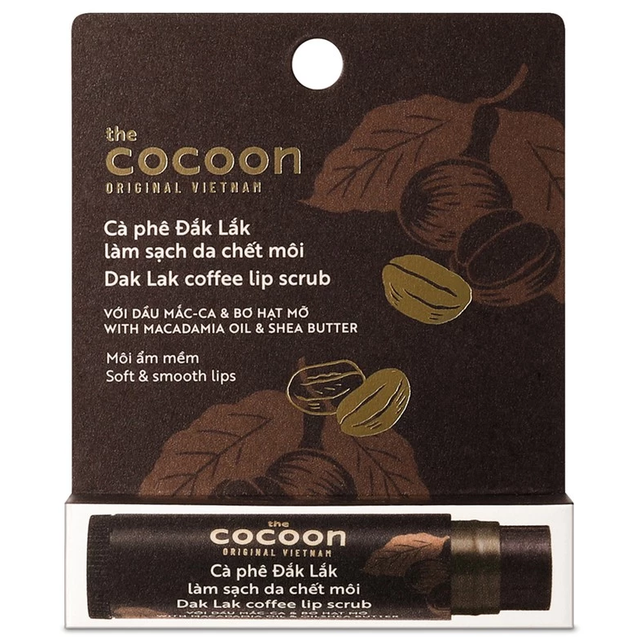 Cocoon Vietnam - Dak Lak Coffee Lip Scrub (Cà Phê Đắk Lắk Làm Sạch Da Chết Môi) with Macadamia Oil & Shea Butter 5g. (Pack of 3)