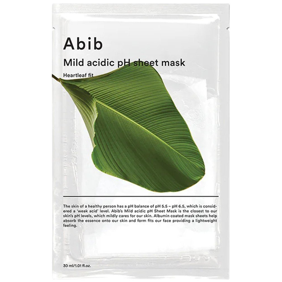 Abib - Mild Acidic pH Sheet Face Mask, Heartleaf Fit 30ml. (Pack of 3)