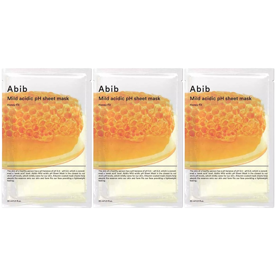 Abib - Mild Acidic pH Sheet Face Mask, Honey Fit 30ml. (Pack of 3)
