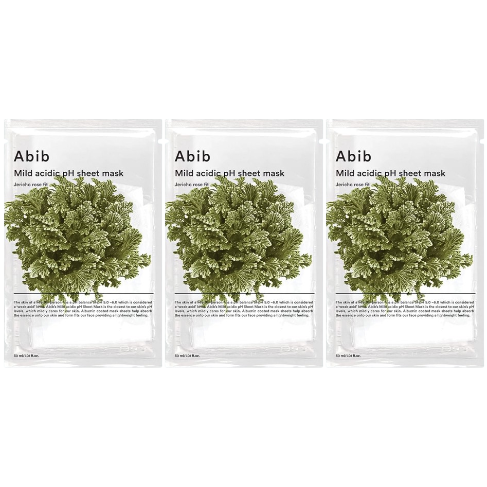 Abib - Mild Acidic pH Sheet Face Mask, Jericho Rose Fit 30ml. (Pack of 3)