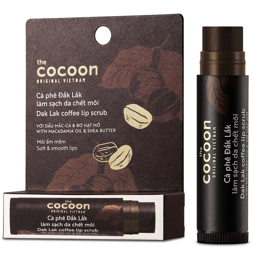 Cocoon Vietnam - Dak Lak Coffee Lip Scrub (Cà Phê Đắk Lắk Làm Sạch Da Chết Môi) with Macadamia Oil & Shea Butter 5g. (Pack of 3)