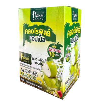 Posh Medica - Chlorophyll 2,650,000 mcg Apple Flavor 20g. (Pack of 6 sachets)