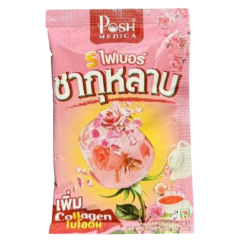 Posh Medica - Fiber Rose Tea with Collagen and Biotin 20g. (Pack of 6 sachets)