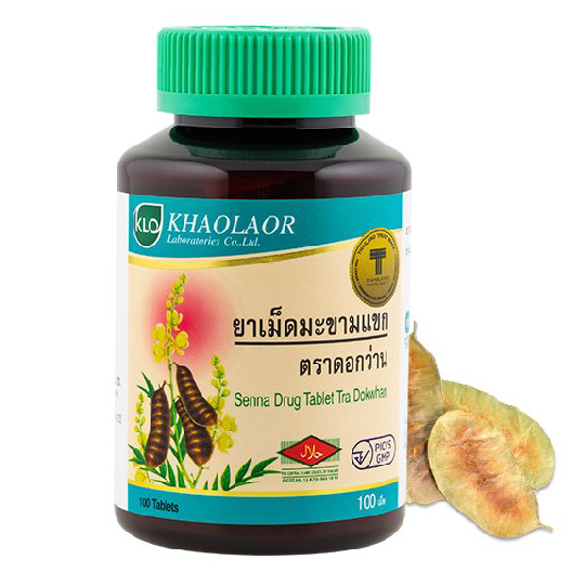 Khaolaor - Tamarind Senna Drug, Senna Leaf, Senna Pod (100 tablets)