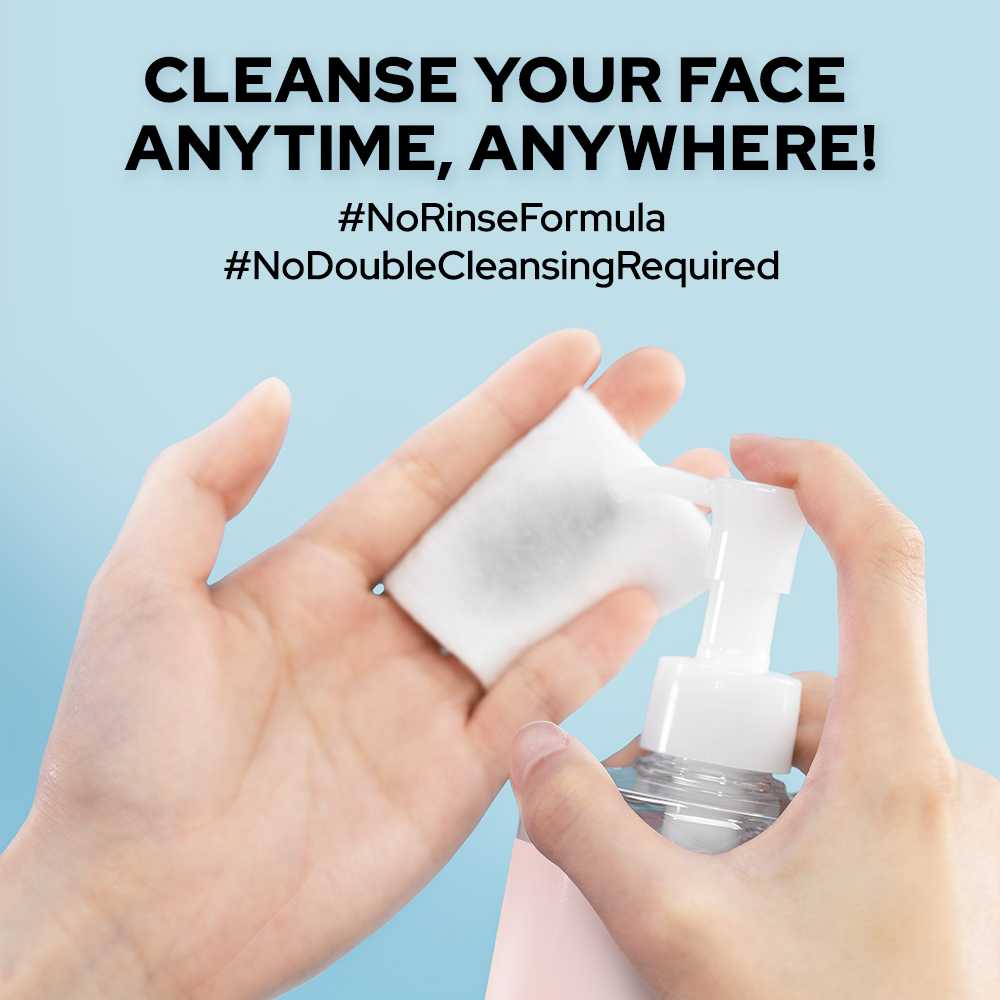 Step by step guide to using Bifesta no-rinse micellar water with a cotton pad for easy face cleansing anytime