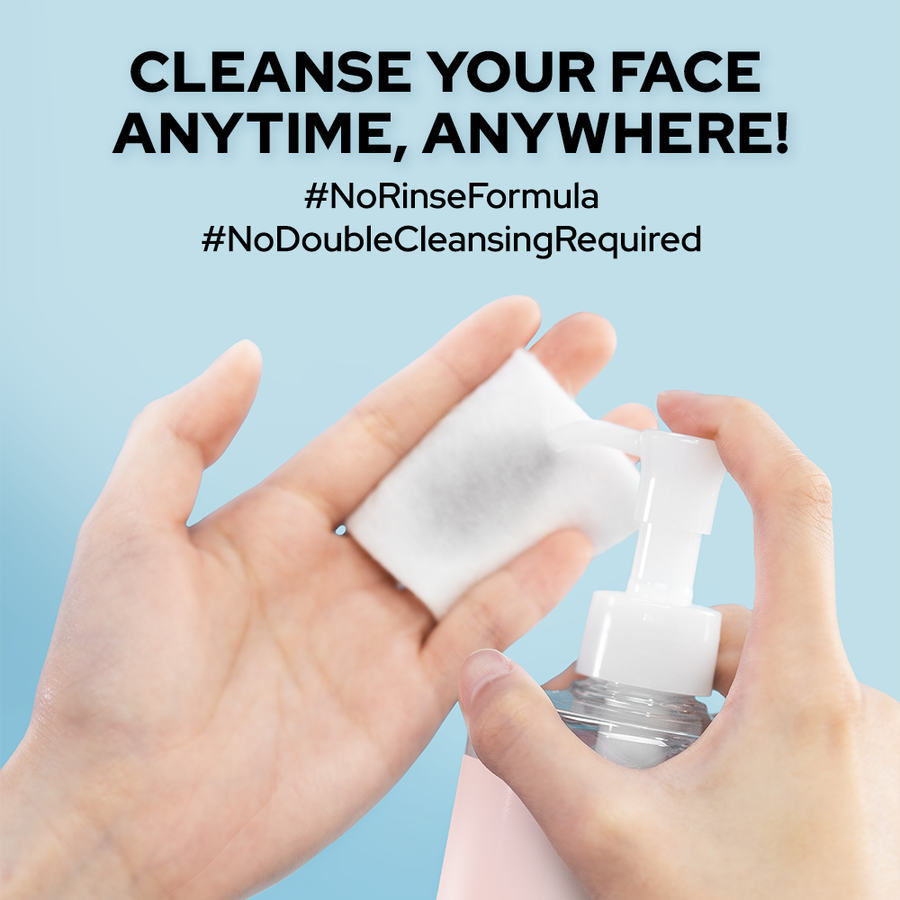 Step by step guide to using Bifesta no-rinse micellar water with a cotton pad for easy face cleansing anytime