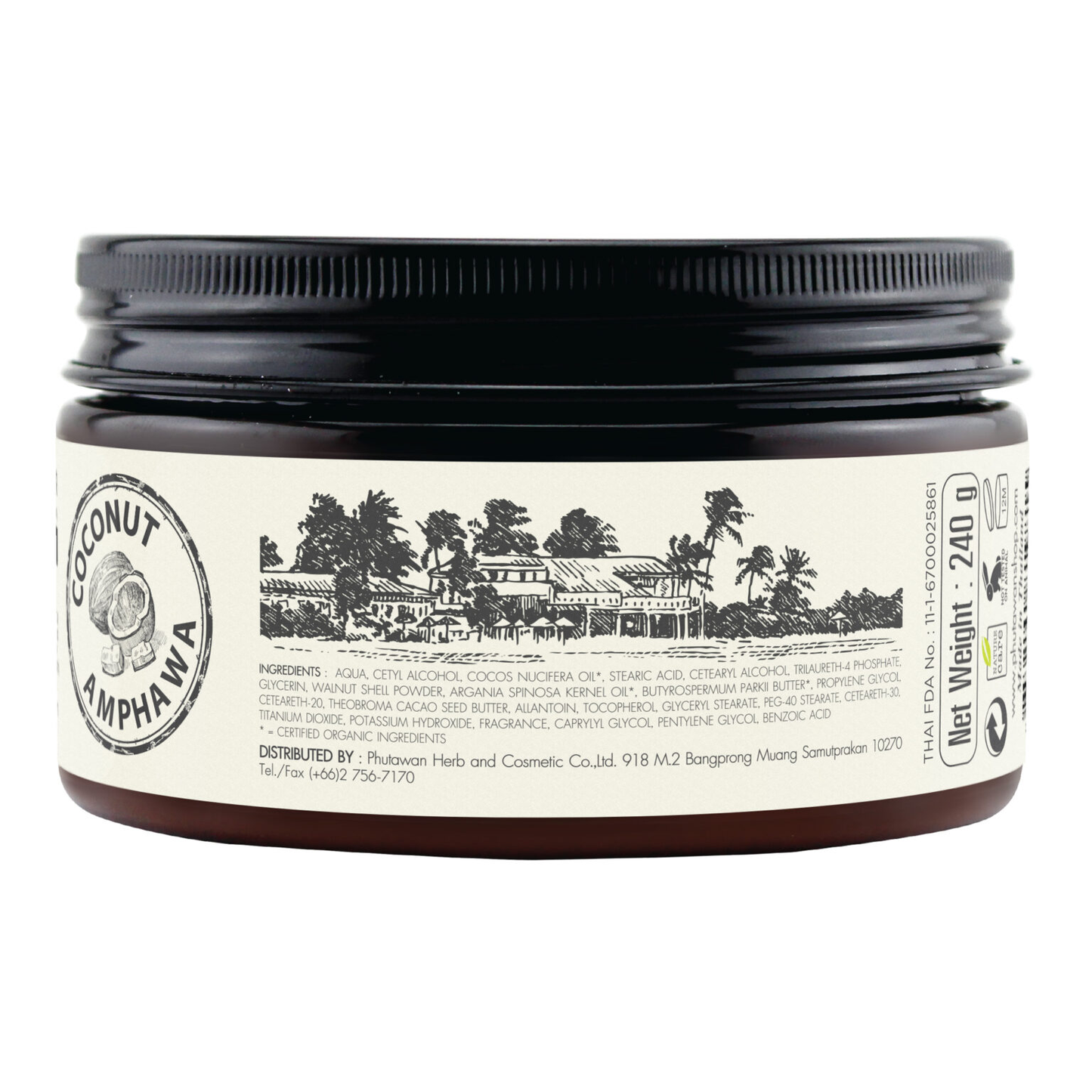 Phutawan - Organic Coconut Body Scrub Butter 240ml.