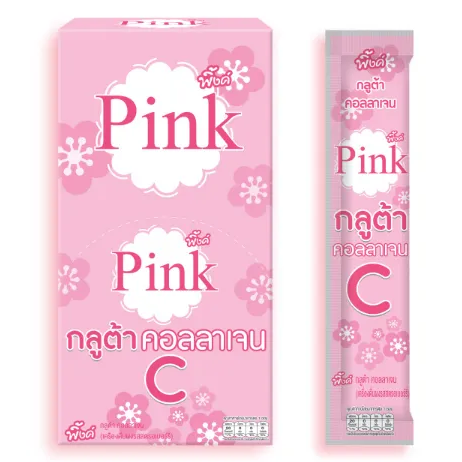 Pink - Gluta Collagen Strawberry Flavor 5g. (Pack of 10 sachets)