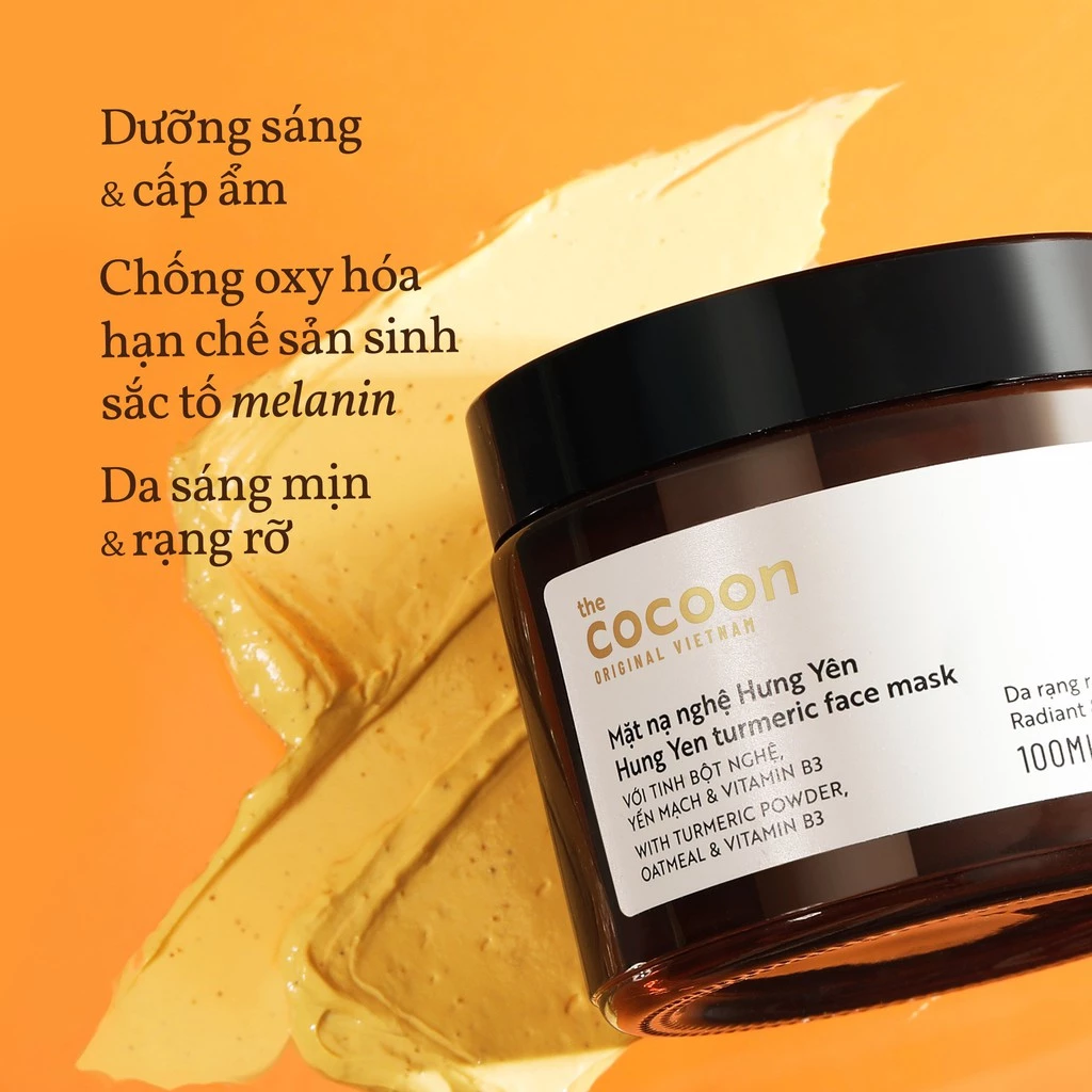Cocoon Vietnam - Hung Yen Turmeric Face Mask (Mặt Nạ Nghệ Hưng Yên) with Turmeric Powder & Oatmeal 100ml.