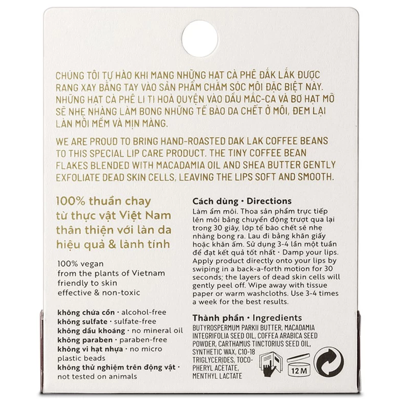 Cocoon Vietnam - Dak Lak Coffee Lip Scrub (Cà Phê Đắk Lắk Làm Sạch Da Chết Môi) with Macadamia Oil & Shea Butter 5g. (Pack of 3)