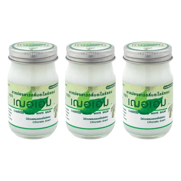 Cher-aim - White Balm - Citronella Scent Balm 65g. (Pack of 3) - Relieve Muscle Aches and Ailments