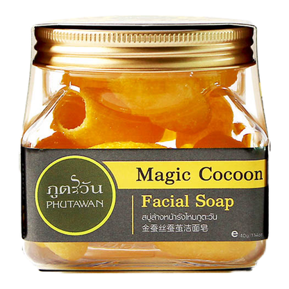 Phutawan - Magic Yellow Silk Cocoon Facial Soap with Sericin Protein 40g.