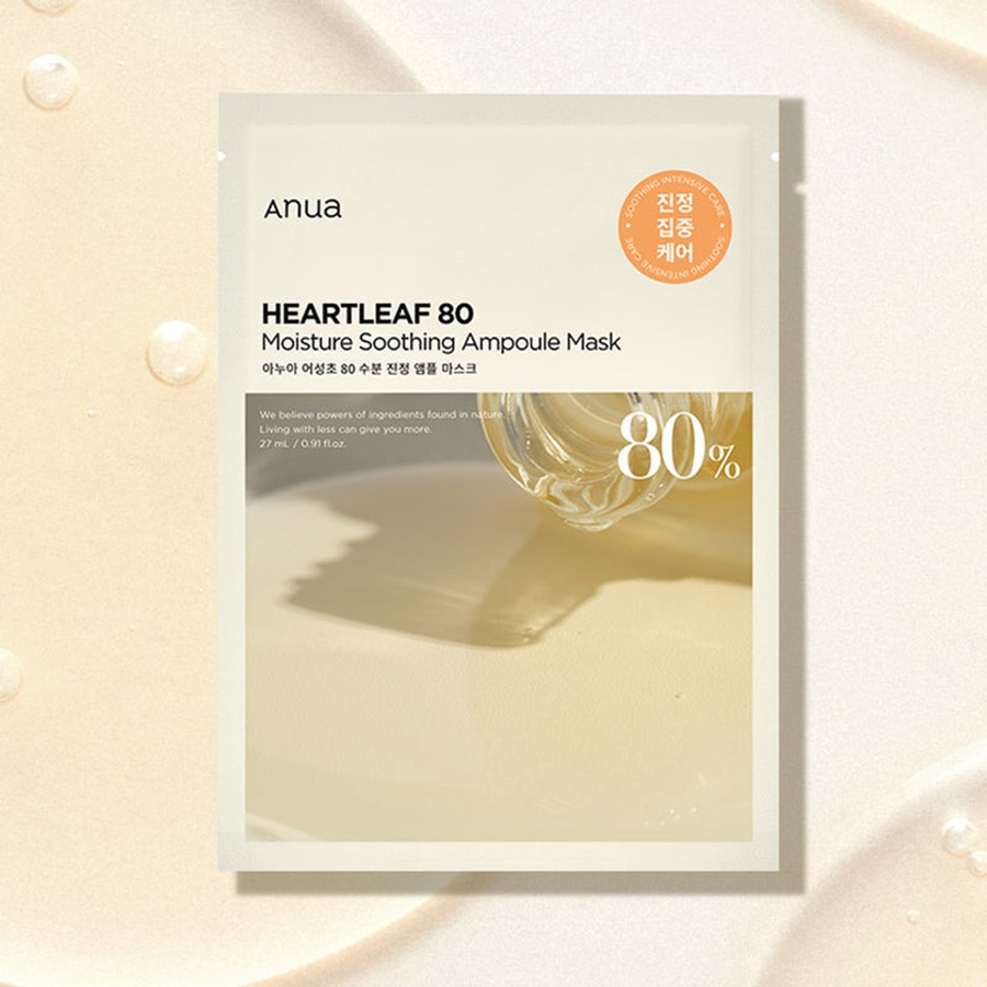 Anua - Heartleaf 80 Moisture Soothing Ampoule Mask 27ml. (Pack of 6)