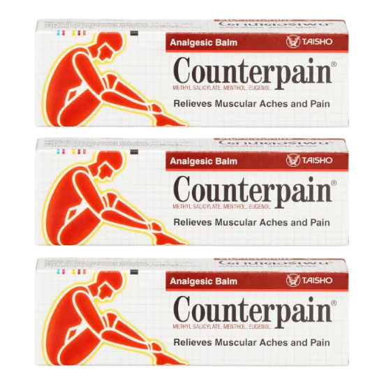 Counterpain - Analgesic Balm - Warm Cream Relief Muscular Pain Aches 120g. (Pack of 3) - Made in Thailand