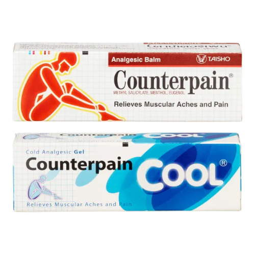 Counterpain - Warming Analgetic Gel 120g and Cool Cold Analgetic Balm 120g (Pack of 2) - Made in Thailand