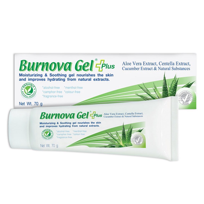 Burnova - Gel Plus, Aloe Vera, Centella and Cucumber Extracts 70g.