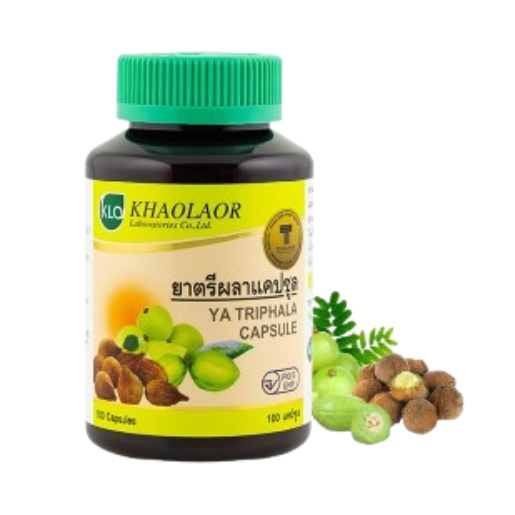 Khaolaor - Ya Triphala, Terminalia Bellirica (Garetn) Roxb, Terminalia Chebula Retz. var. Chebula., Phyllanthus Emblica L. (100 capsules)