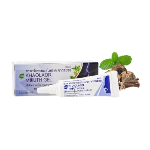 Khaolaor - Khaolaor Mouth Gel, Mouth Ulcer Gel (Herbal Extract, Menthol, Peppermint Oil) Tube 5g.