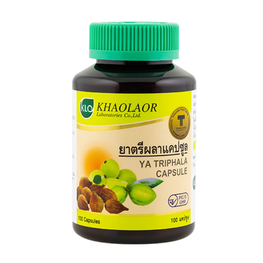 Khaolaor - Ya Triphala, Terminalia Bellirica (Garetn) Roxb, Terminalia Chebula Retz. var. Chebula., Phyllanthus Emblica L. (100 capsules)