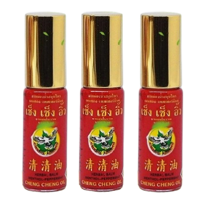 Cheng Cheng - Oil Red, Herbal Balm Menthol-Peppermint 5ml. (Pack of 3)