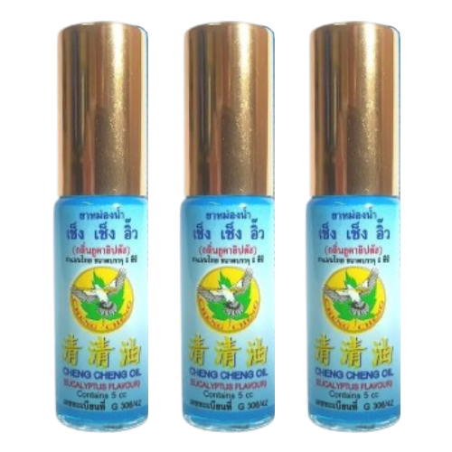 Cheng Cheng - Oil Blue, Herbal Balm Eucalyptus 5ml. (Pack of 3)