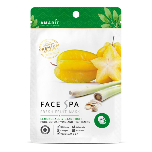 Amarit - Fresh Fruit Mask Pore Detoxifying and Tightening, Lemongrass & Star Fruit 25ml. (Pack of 5)