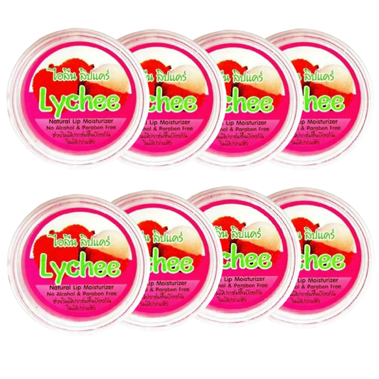 iLene - Lychee Natural Lip Care Balm Moisturiser 10g. (Pack of 8)