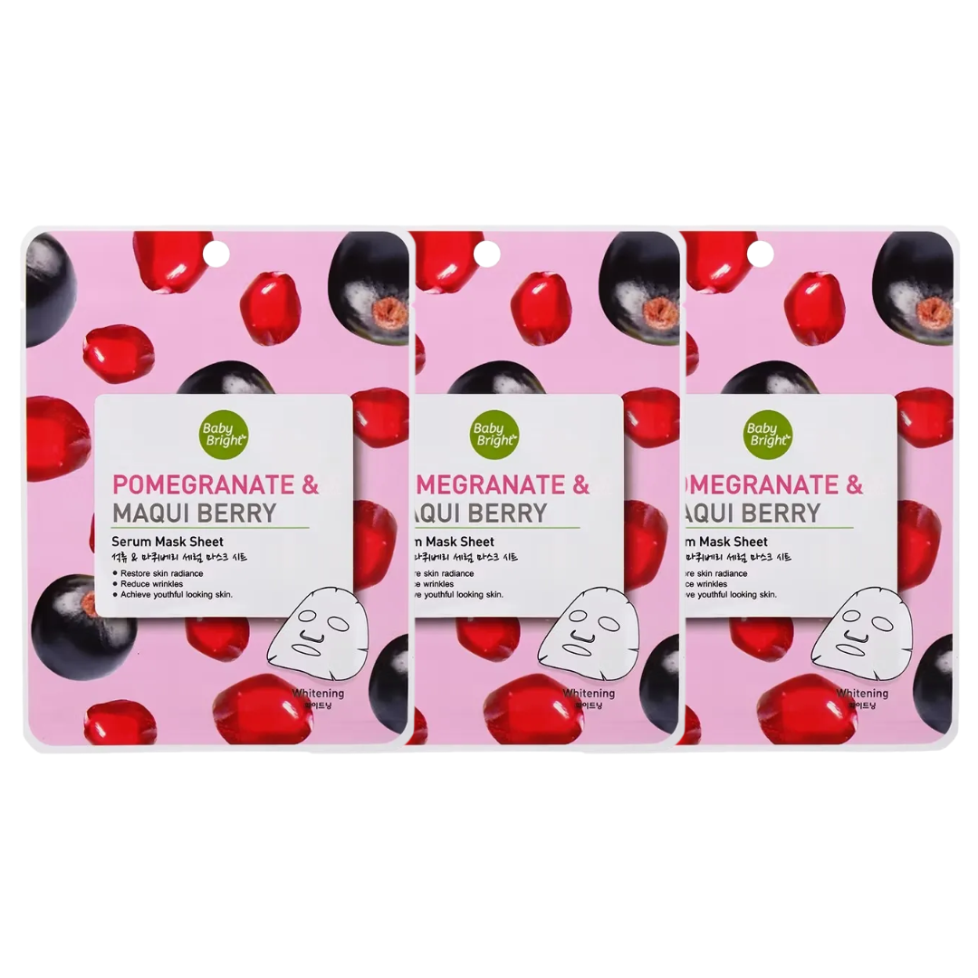 Baby Bright - Pomergranate & Maqui Berry Serum Mask Sheet 20g. (Pack of 3)