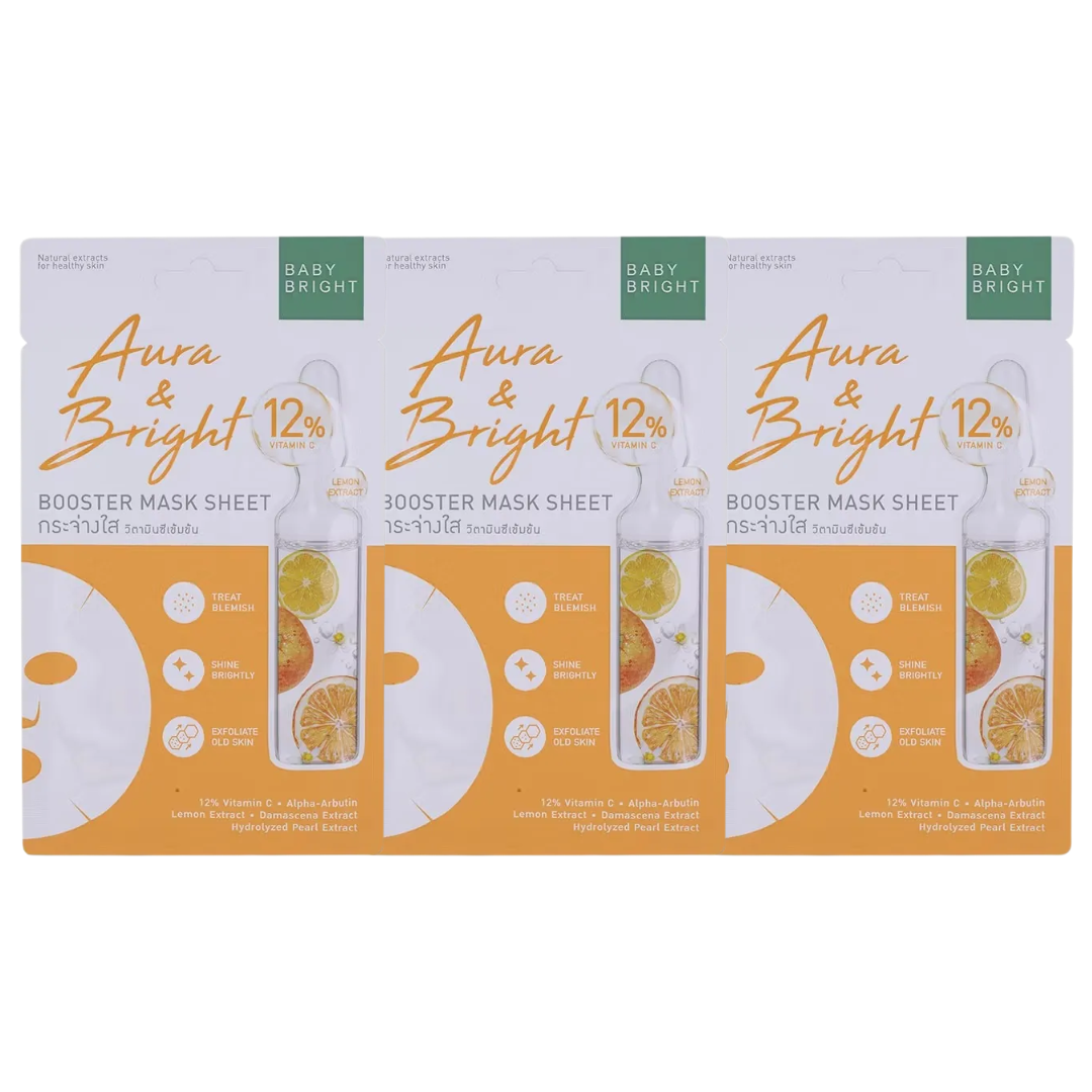 Baby Bright - Aura & Bright Booster Mask Sheet 20g. (Pack of 3)