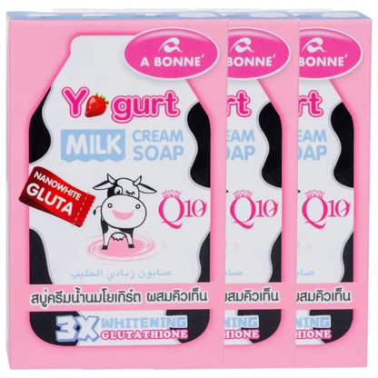 A Bonne' - Yogurt Milk Cream Soap with Q10 90g. (Pack of 3)