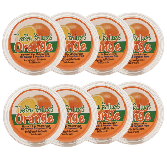 iLene - Orange Natural Lip Care Balm Moisturiser 10g. (Pack of 8)