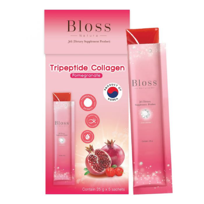 Bloss Natura - Jeli Tripeptide Collagen Dietary Aura Booster, Pomegranate Flavor 25g. (10 sachets)