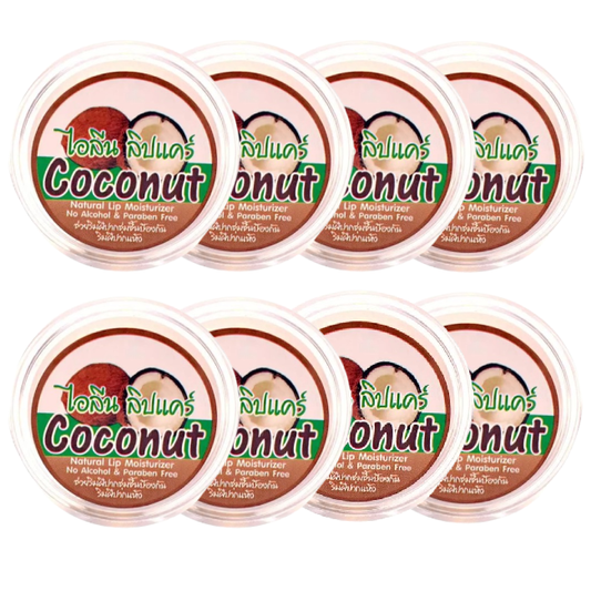 iLene - Coconut Natural Lip Care Balm Moisturiser 10g. (Pack of 8)