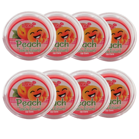 iLene - Peach Natural Lip Care Balm Moisturiser 10g. (Pack of 8)