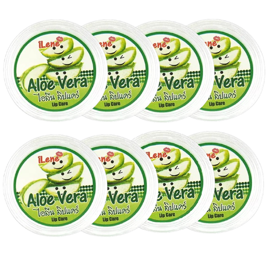 iLene - Aloe Vera Natural Lip Care Balm Moisturiser 10g. (Pack of 8)