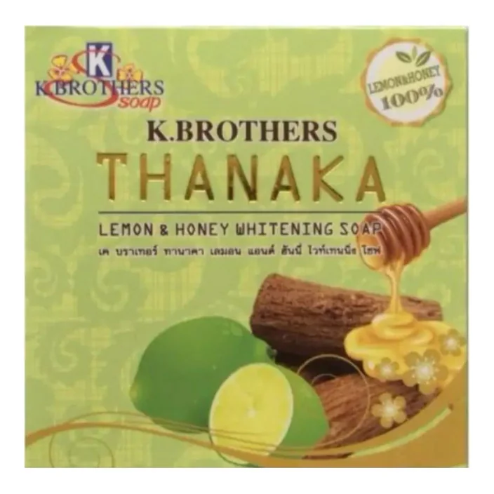 K. Brothers - Thanaka Lemon & Honey Whitening Soap 60g. (Pack of 3)