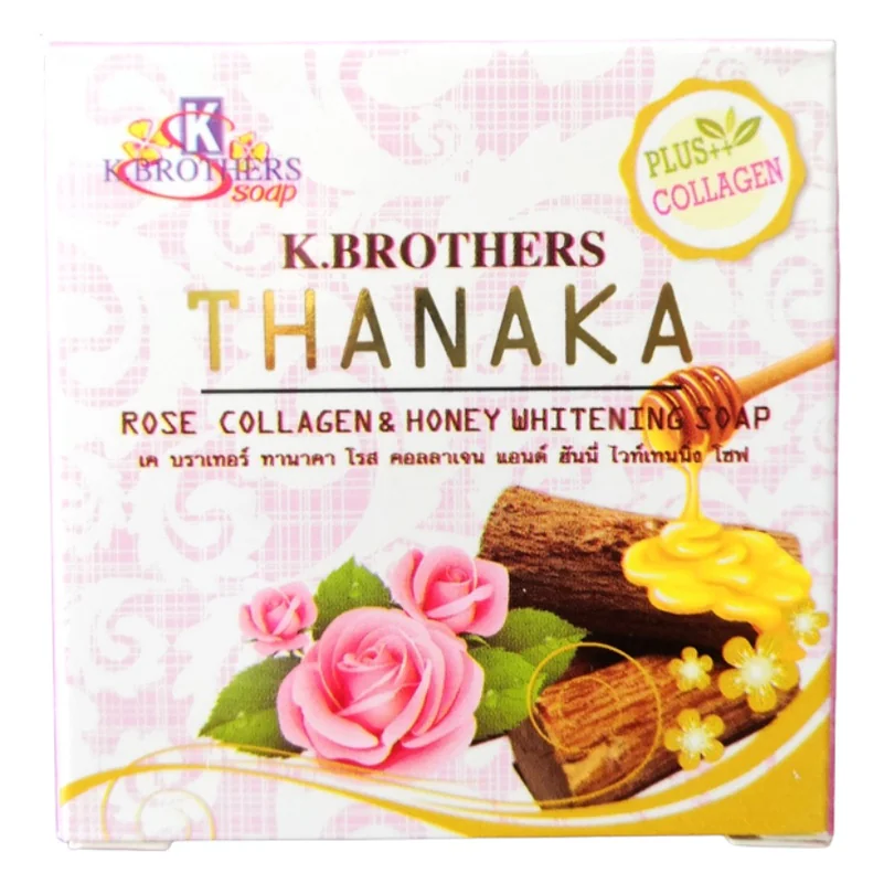 K. Brothers - Thanaka Rose Collagen & Honey Whitening Soap 60g. (Pack of 3)
