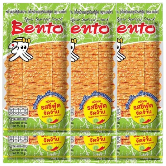 Bento - Baked Squid - Spicy Seafood Flavor 18 g. (Pack of 6)