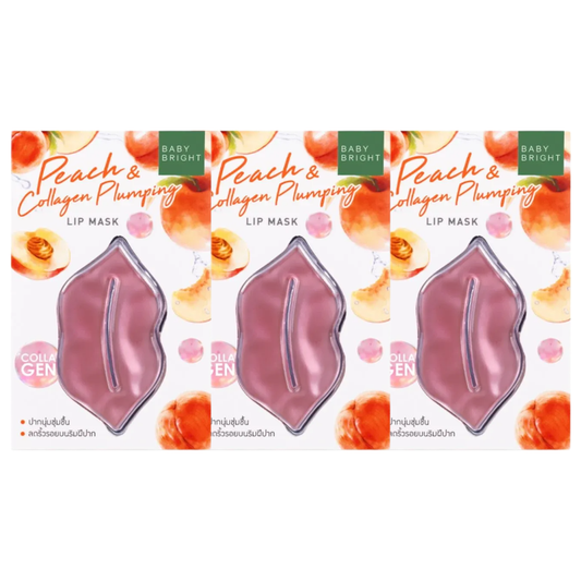 Baby Bright - Peach & Collagen Plumping Lip Mask 10g. (Pack of 3)