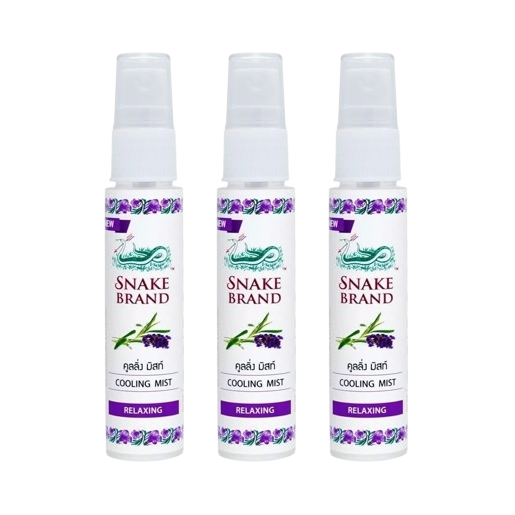 Snake Brand - Cooling Body Mist Spary - Prickly Heat - Relaxing - Lavender Scent 30ml. (pack of 3) - Made in Thailand