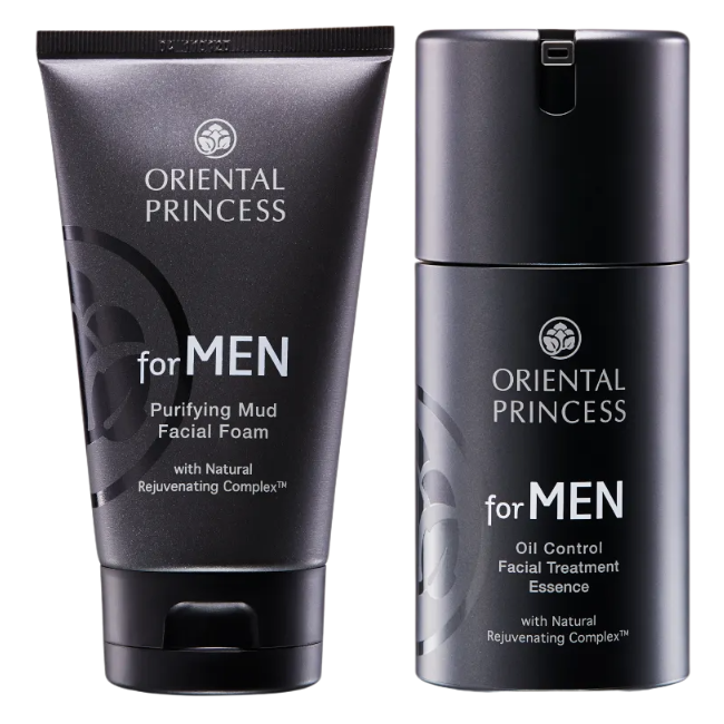 Oriental Princess - for MEN - Purifying Mud Facial Foam 100g. & Oil Control Facial Treatment Essence 50ml. (Bundle of 2)