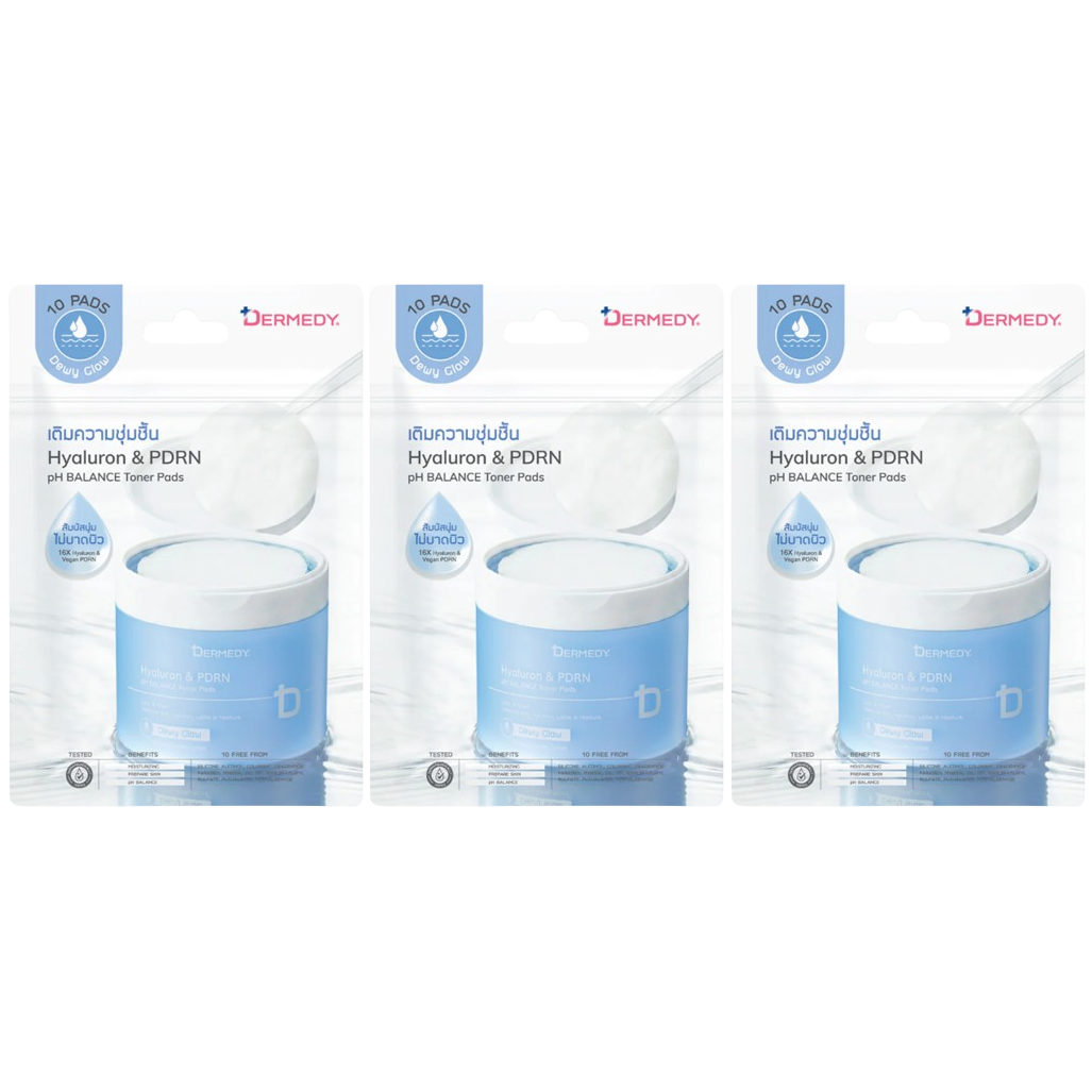 Dermedy - Hyaluron & PDRN pH Balance Toner Pads 25g. (Pack of 3 x 10 Pads)